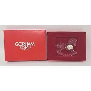 Gorham Holiday Rocking Horse Ornament Heavy Cut Crystal in Box U261